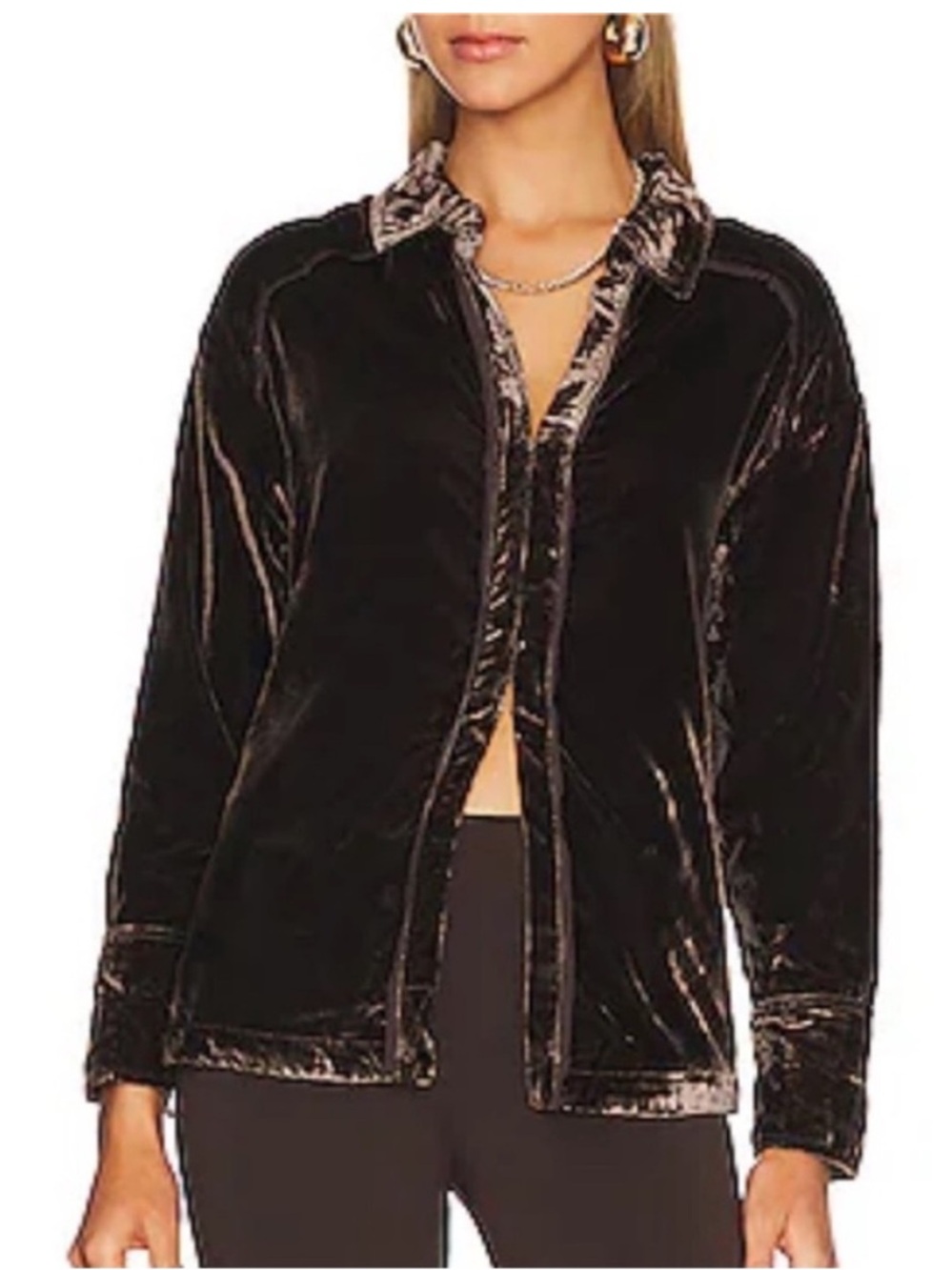 Free People Marianne Crushed Velvet Shirts